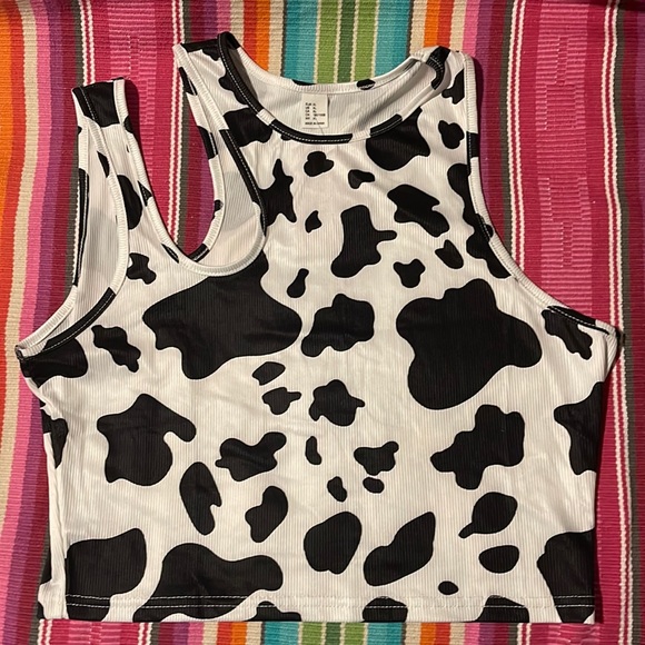Cowprint Crop Tank - Picture 2 of 7